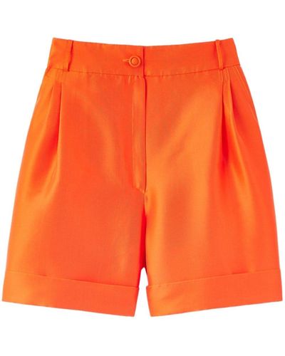 D'Estree Daniel Pleat-detail Shorts - Orange
