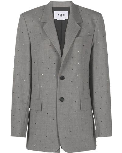 MSGM Notched-lapel Single-breasted Blazer - Gray