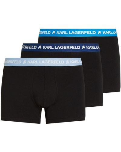 Karl Lagerfeld Drie Boxershorts Met Logoband - Blauw