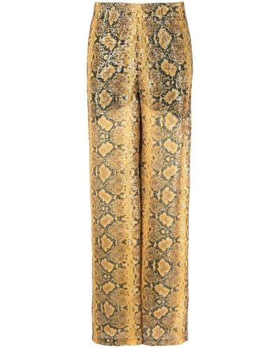 Gcds Sequin-embellished Snakeskin-print Pants - Metallic