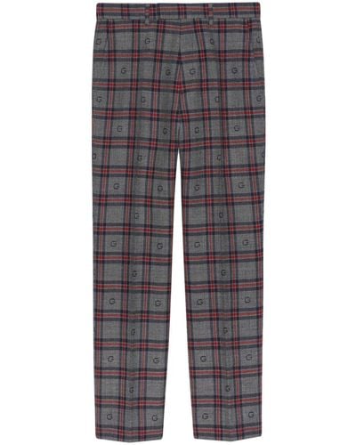 Gucci Pantalones ajustados a cuadros - Gris