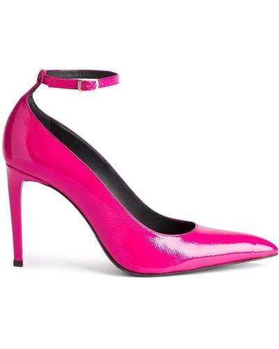 Ami Paris 90mm Ankle-buckle Heeled Court Shoes - Pink