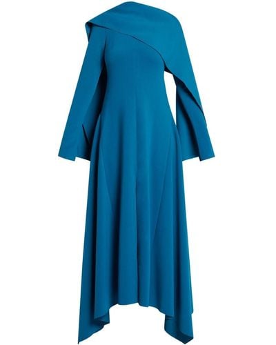 Chats by C.Dam Asymmetric Long-sleeve Dress - Blue
