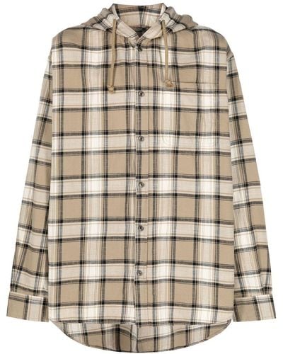 DIESEL S-dewny Checked Hooded Shirt - Natural