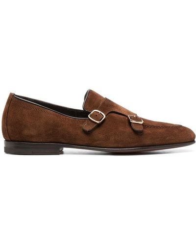 Santoni Suede Monk Shoes - Brown
