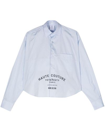 Vetements Logo-print Poplin Shirt - Blue