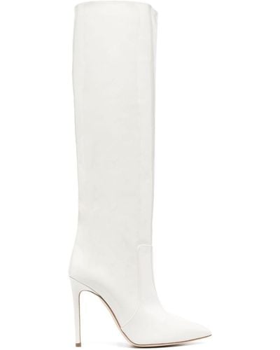 Paris Texas 110mm Stiletto Leather Boots - White