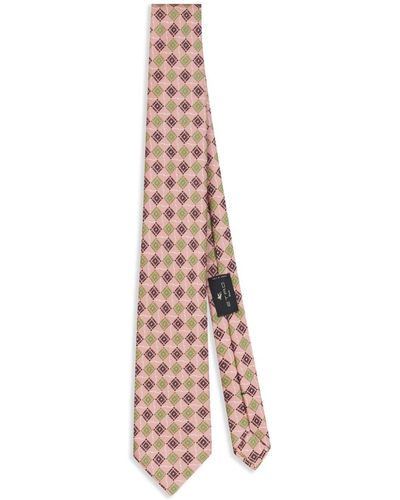 Etro Geometric-pattern Silk Tie - Pink