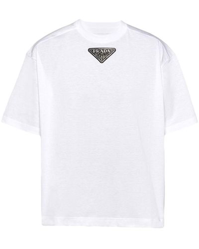 Prada Camiseta con parche del logo y manga corta - Blanco