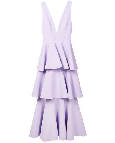 Olympiah Ruffled Sleeveless Long Dress - Purple