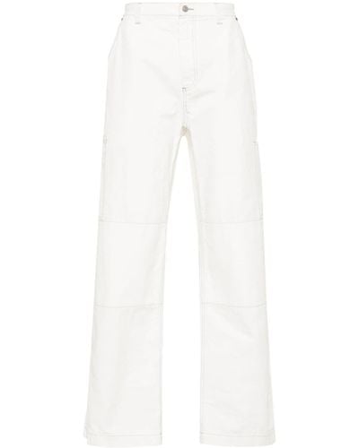 MM6 by Maison Martin Margiela Embroidered-Logo Straight-Leg Trousers - White