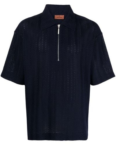 Missoni Poloshirt mit Reißverschluss - Blau
