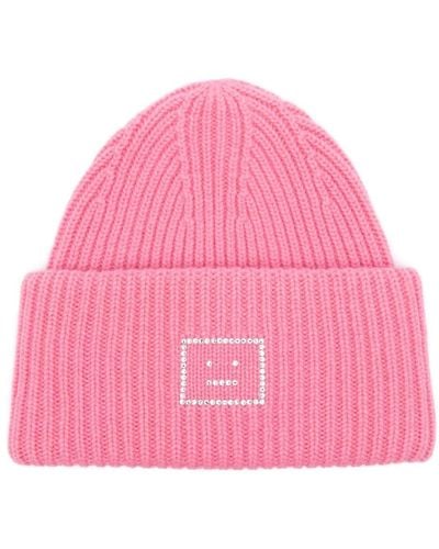 Acne Studios Beanie mit Face-Applikation - Pink
