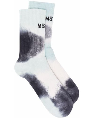 MSGM Calcetines con logo y motivo tie-dye - Azul