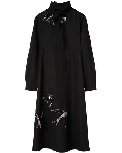 Jil Sander Sequinned-bird Midi Dress - Black