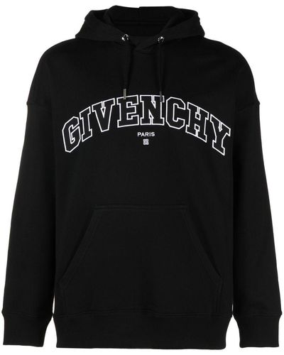 Givenchy Hoodie en coton à logo brodé - Noir
