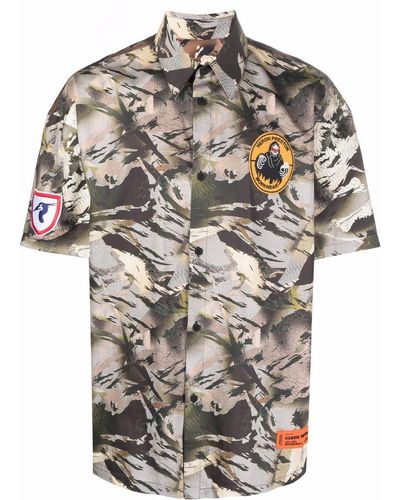 Heron Preston Bowlingshirt Met Camouflageprint - Groen