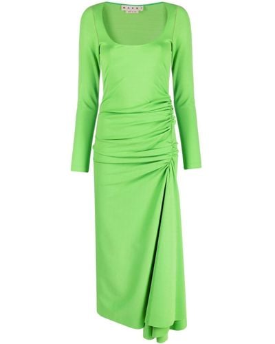 Marni Jurk Met Gesmockte Taille - Groen