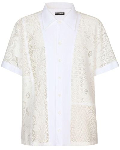 Dolce & Gabbana Lace-insert Bowling Shirt - White