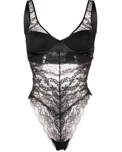 Versace Lace-detail Bodysuit - Black