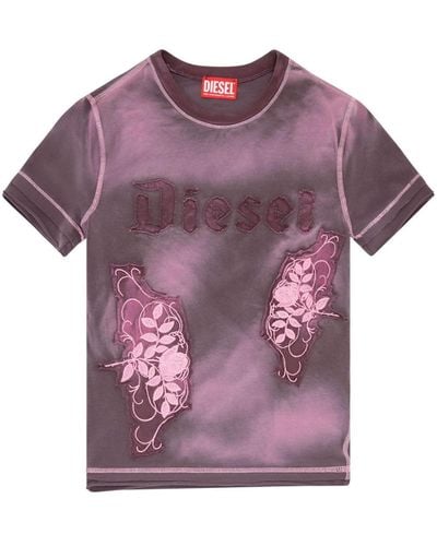 DIESEL T-Uncut appliqué faded T-shirt - Lila