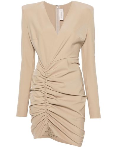 Alexandre Vauthier Gerafftes Minikleid mit V-Ausschnitt - Natur