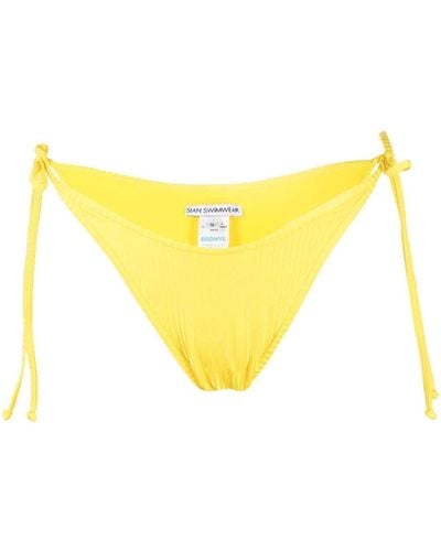 Sian Swimwear Side-tie Ribbed Bikini Bottoms - Yellow