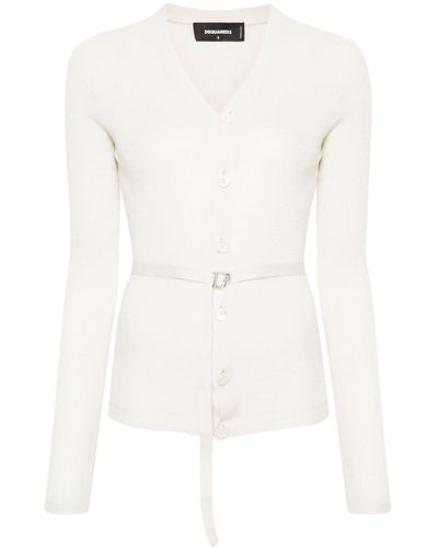 DSquared² Fine-knit Belted Cardigan - White