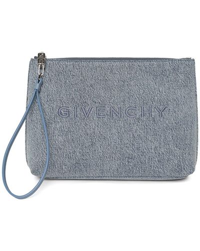Givenchy Travel Pouch Denim Clutch Bag - Grey