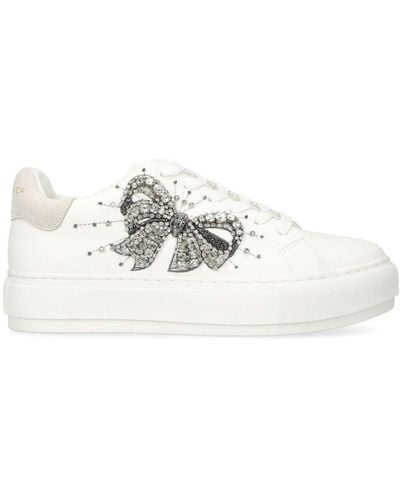 Kurt Geiger Laney Bow Crystal-embellished Sneakers - White