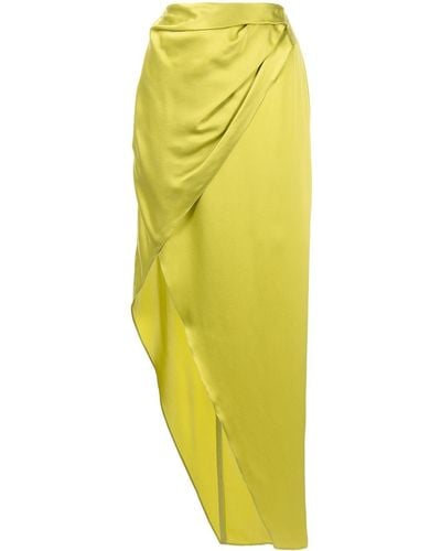Michelle Mason Wrap-effect Silk Charmeuse Skirt - Green