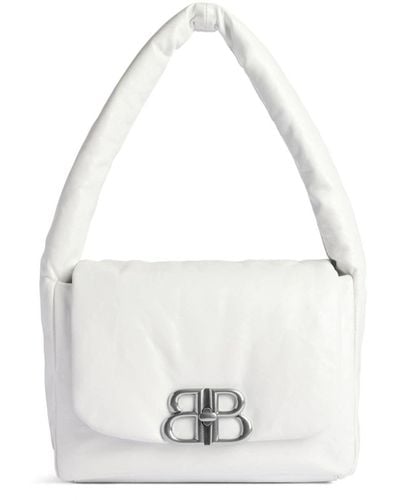 Balenciaga Small Monaco Shoulder Bag - White