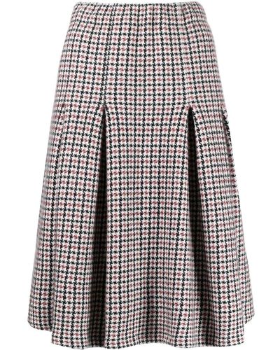 N.Peal Cashmere Houndstooth-pattern Midi Skirt - Multicolor