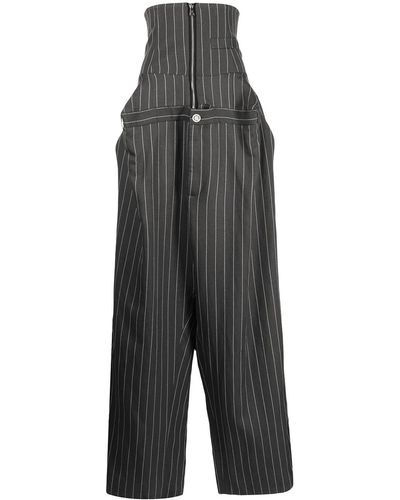 Natasha Zinko Pinstripe-print Corset Boxy Trousers - Grey