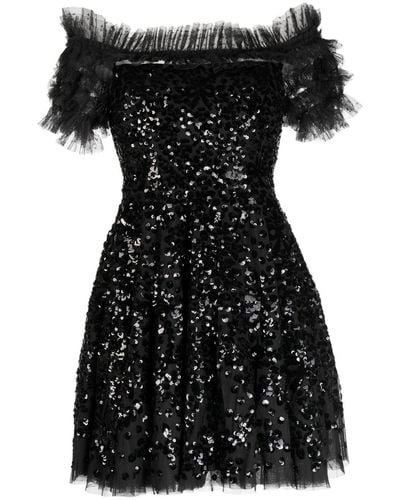 Needle & Thread Wreath Sequinned Minidress - Black