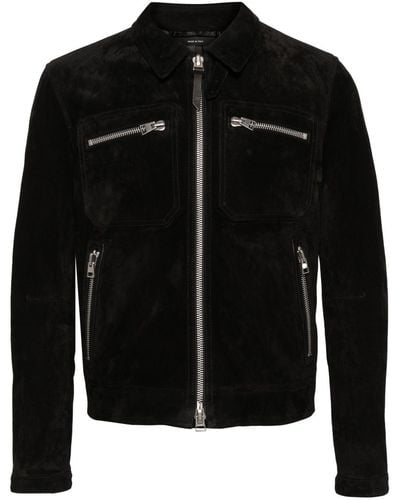 Tom Ford ジップアップ スエードシャツジャケット - ブラック