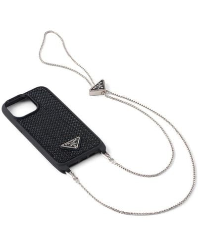 Prada Coque d'iPhone 14 Pro Max à logo triangle - Blanc
