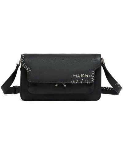 Marni Trunk Decorative-stitch Shoulder Bag - Black
