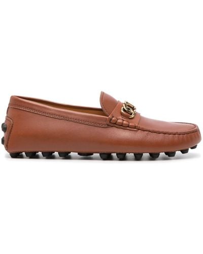 Tod's Logo-plaque Leather Moccasins - Brown