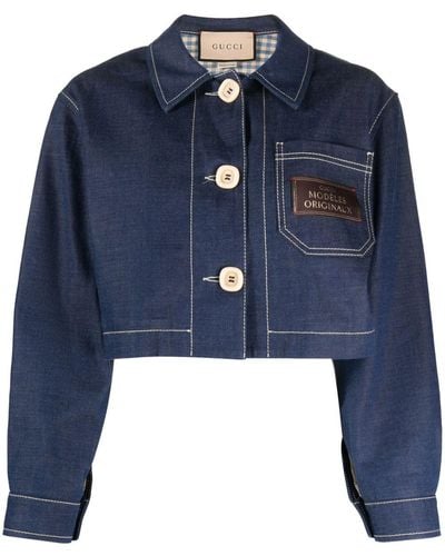 Gucci Cropped Denim Jacket - Blue