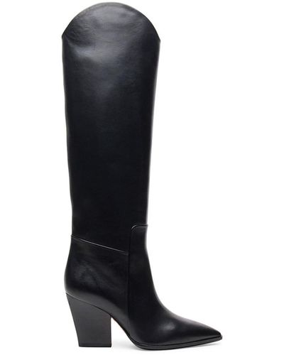 Santoni Western-style Leather Knee-high Boots - Black