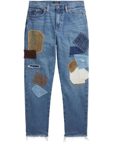Polo Ralph Lauren Patchwork-design Cropped Jeans - Blue