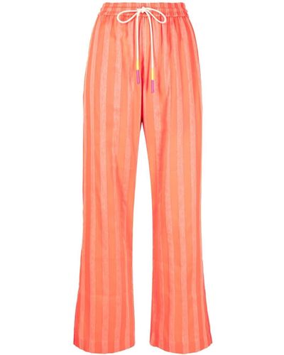 Mira Mikati Striped Wide-leg Track Pants - Orange