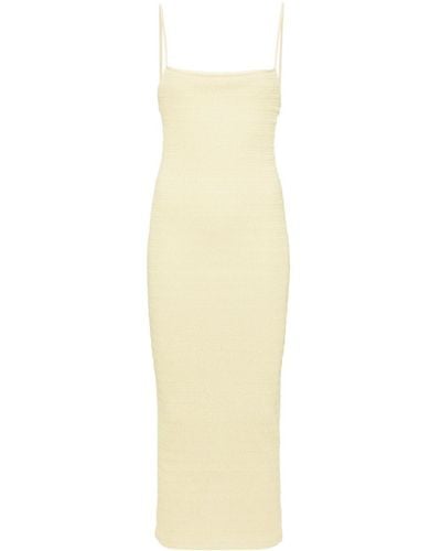 Nanushka Barra Smocked Midi Dress - White