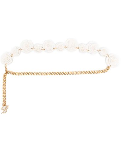 Blumarine Cinturón de cadena con motivo floral - Blanco