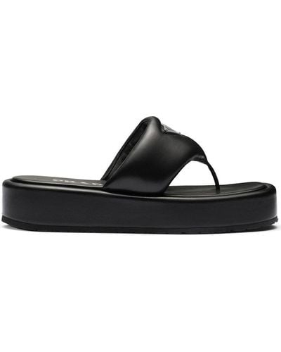 Prada Soft Padded Nappa Leather Sandals - Black
