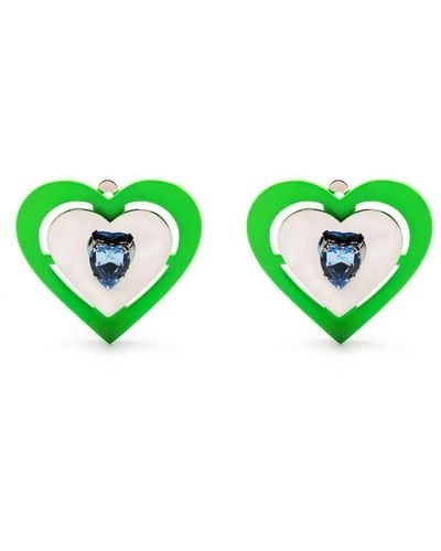 Safsafu Pendientes Neon con diseño de corazón - Verde