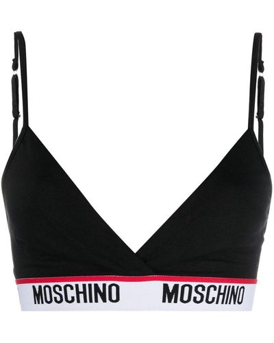 Moschino Logo-print Triangle Bra - Black