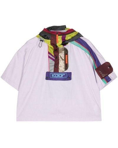 Kolor Colour-block Short-sleeve Hoodie - Purple