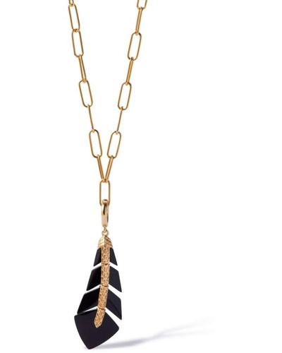 Annoushka Collar Deco Feather en oro amarillo de 18kt con ónix - Blanco